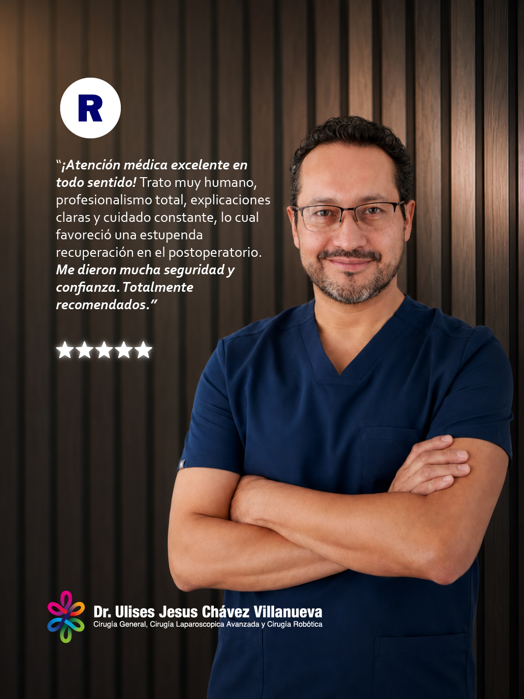 Reseña de cinco estrellas de un paciente: atención excelente, trato humano, profesionalismo y explicaciones claras